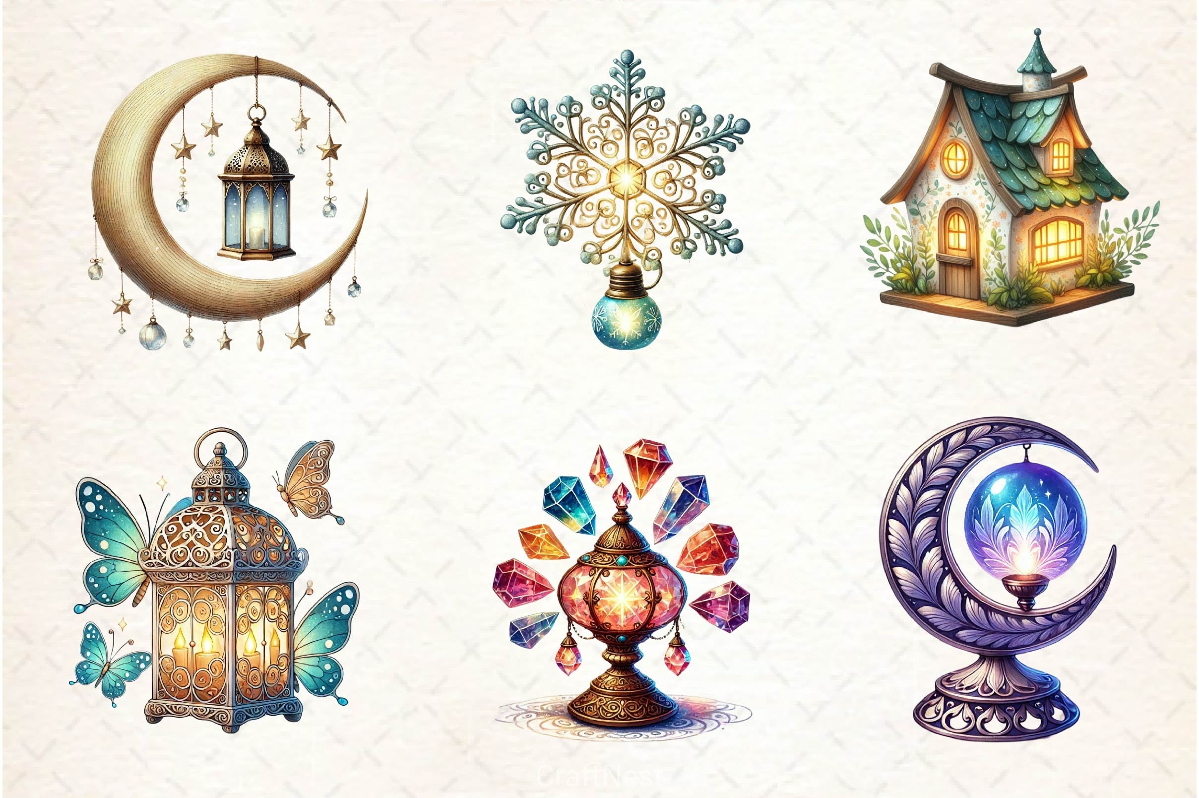 Fairy Lamps Clipart Bundle - CraftNest - Digital Crafting and Art