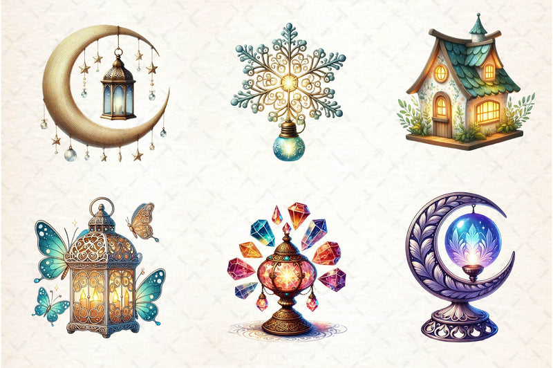 Fairy Lamps Clipart Bundle - CraftNest - Digital Crafting and Art