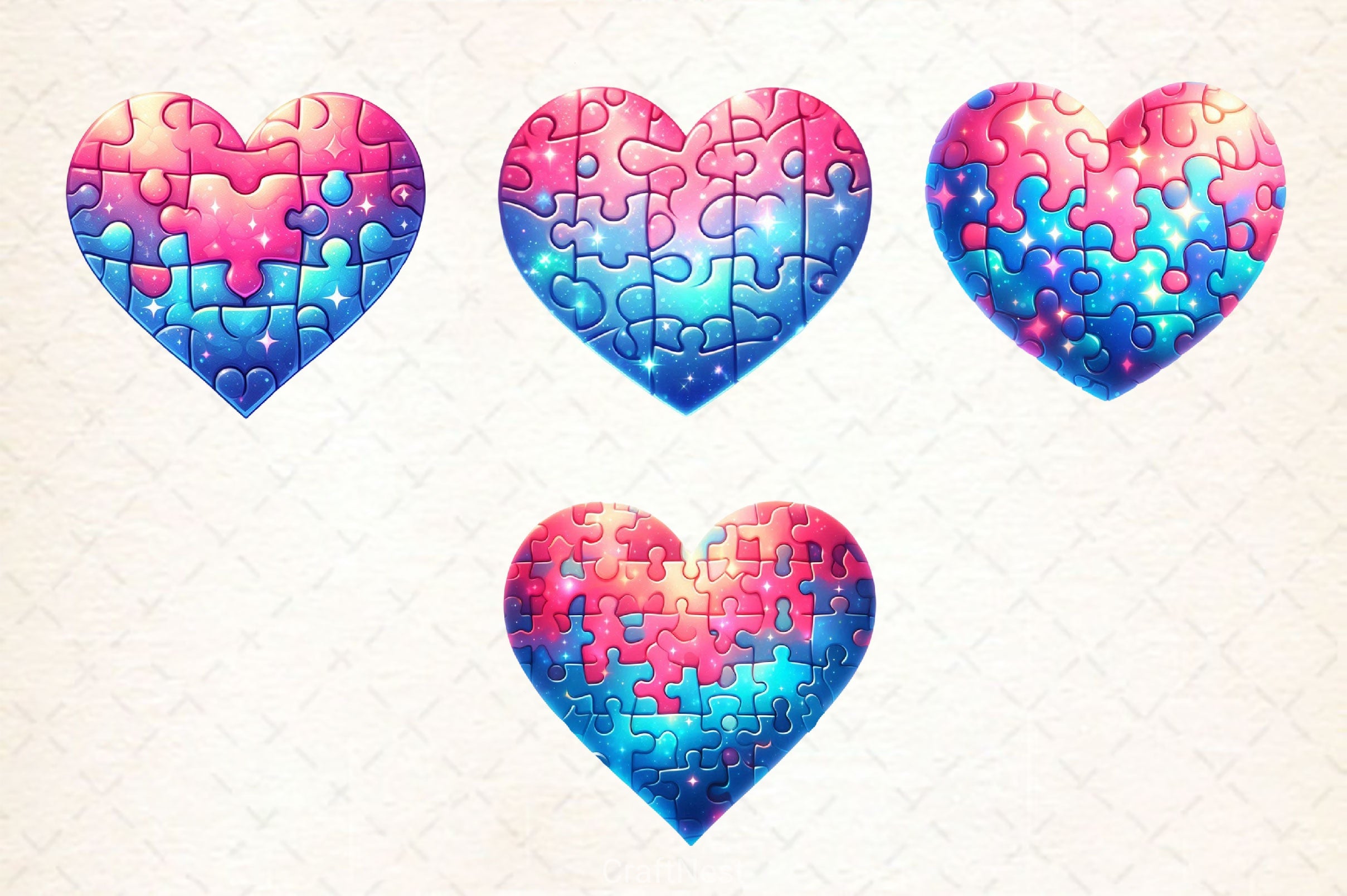 Puzzle Heart Clipart Bundle - CraftNest - Digital Crafting and Art