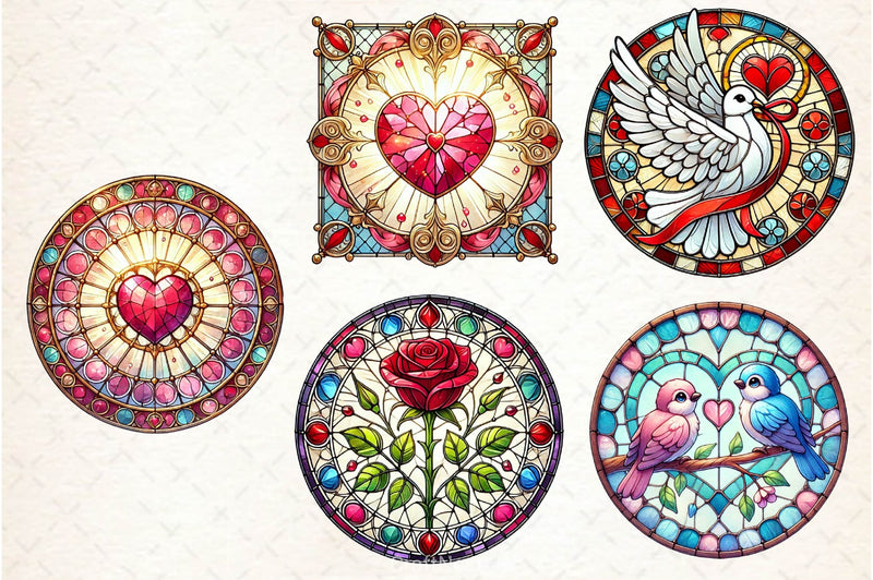 Valentines Day Stained Glass Clipart Bundle - CraftNest - Digital Crafting and Art