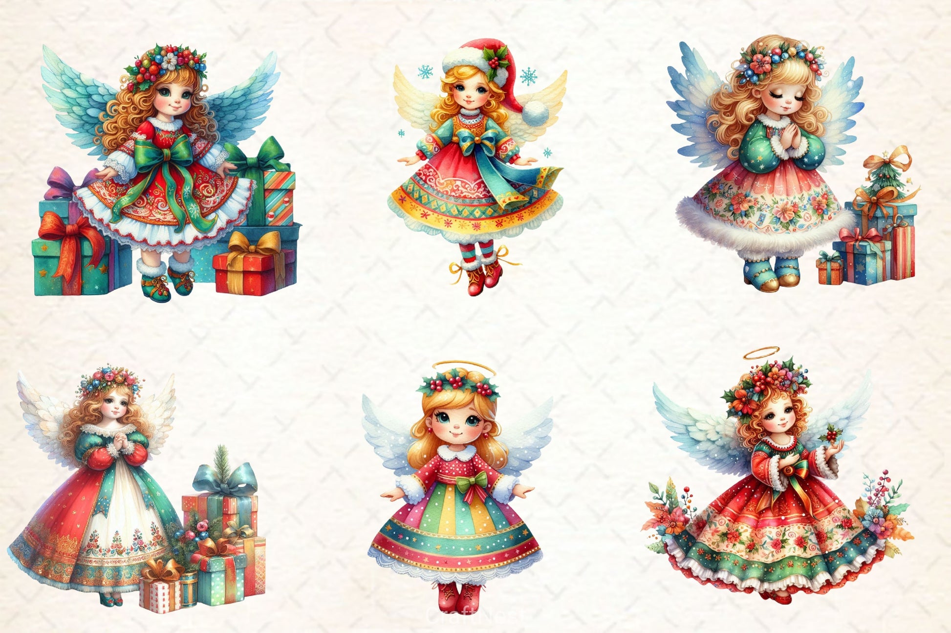 Vintage Christmas Angel Clipart Bundle 2 - CraftNest - Digital Crafting and Art