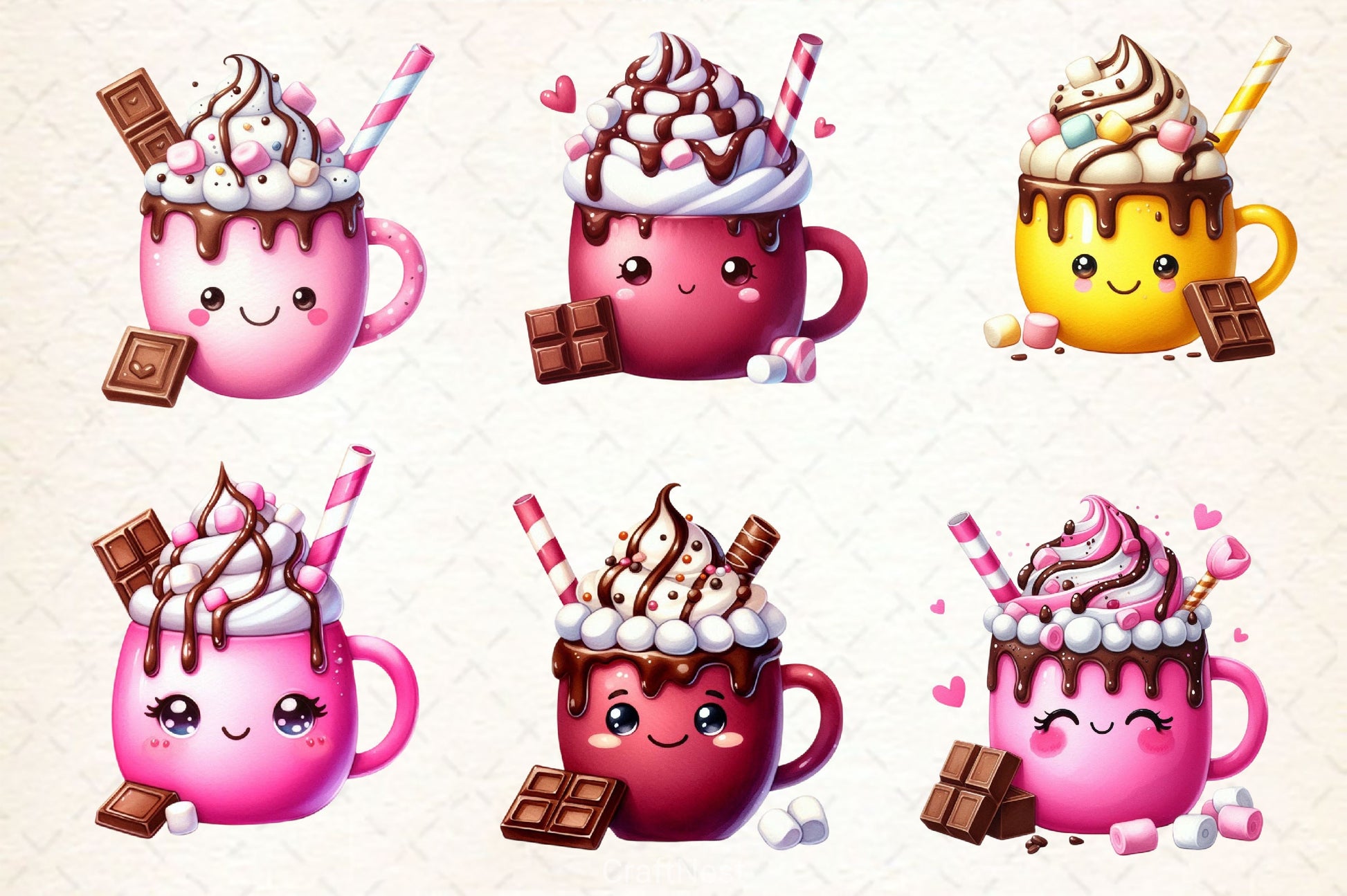 Cute Hot Cocoa Clipart Bundle 2 - CraftNest - Digital Crafting and Art