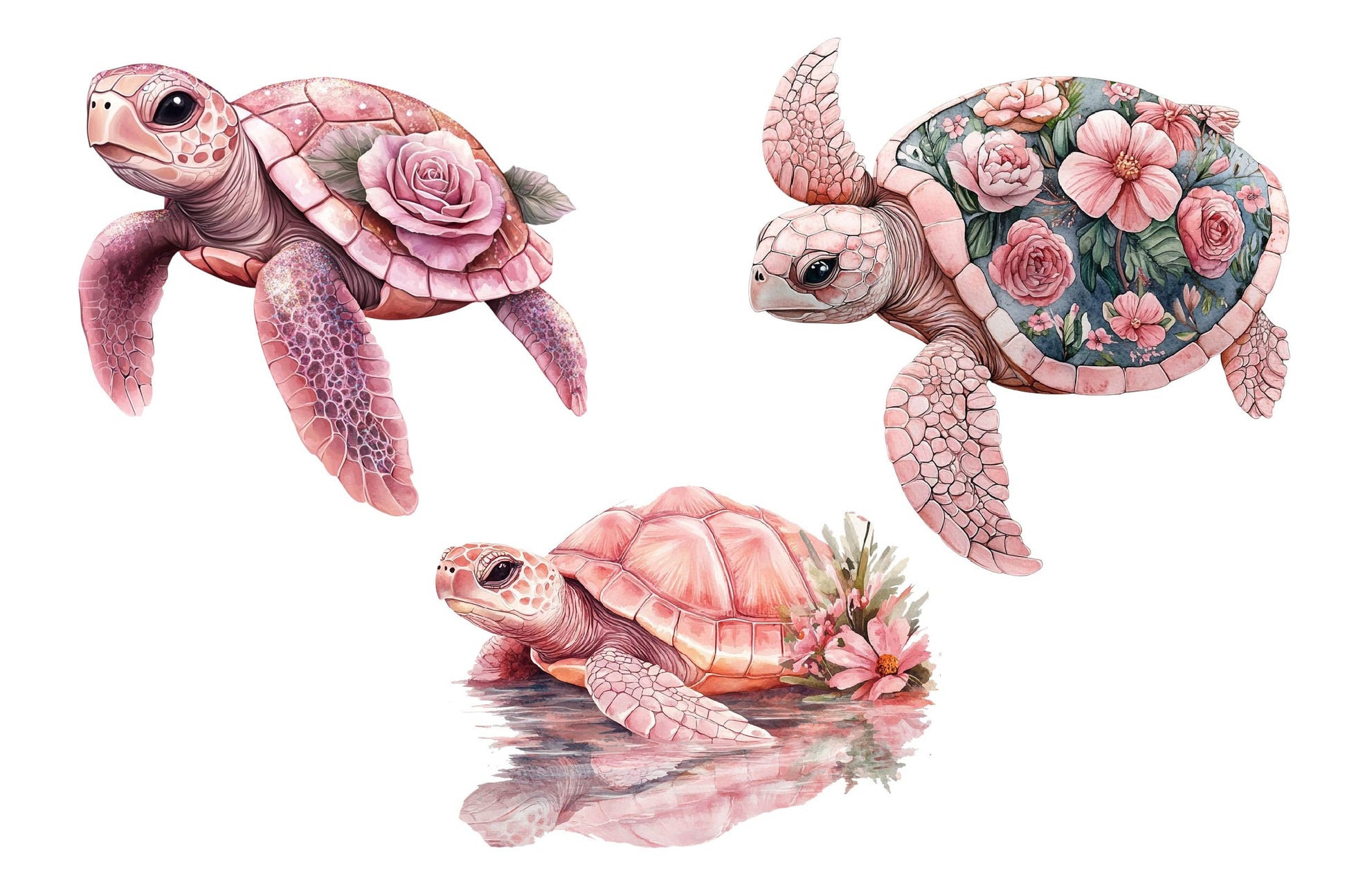 Pink Sea Turtle Clipart Bundle 2 - CraftNest - Digital Crafting and Art