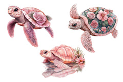 Pink Sea Turtle Clipart Bundle 2 - CraftNest - Digital Crafting and Art
