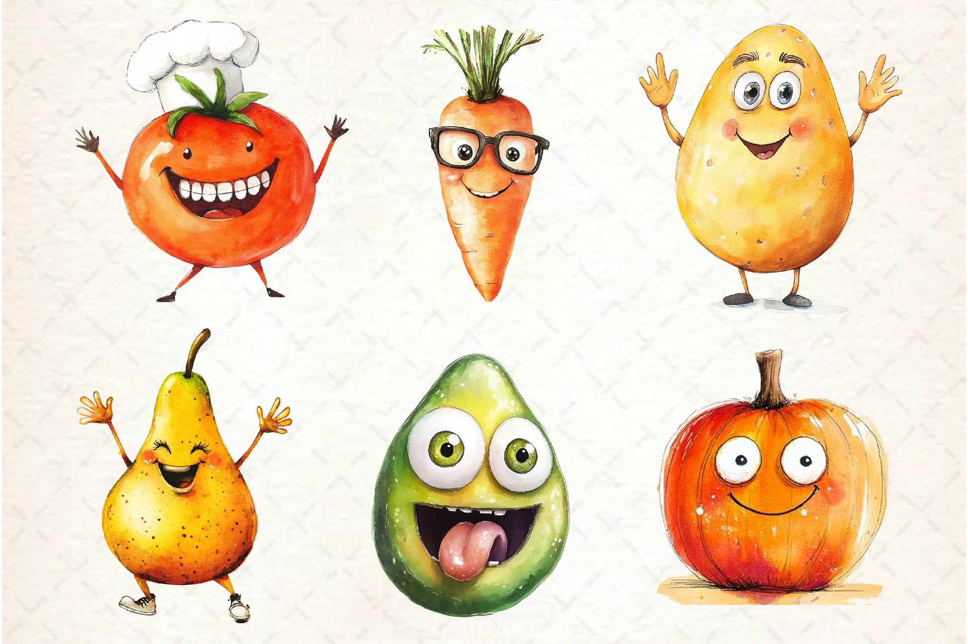 Funny Fruits Vegetables Clipart Bundle 2 - CraftNest - Digital Crafting and Art