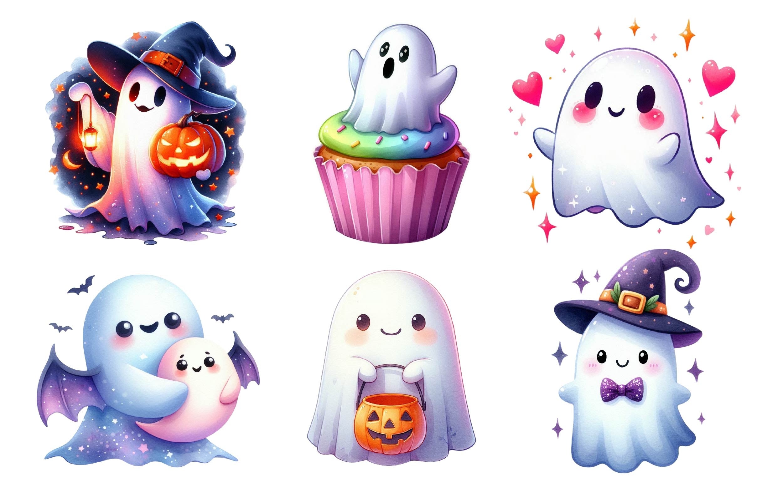 Cute Halloween Ghost Clipart Bundle 20 - CraftNest - Digital Crafting and Art