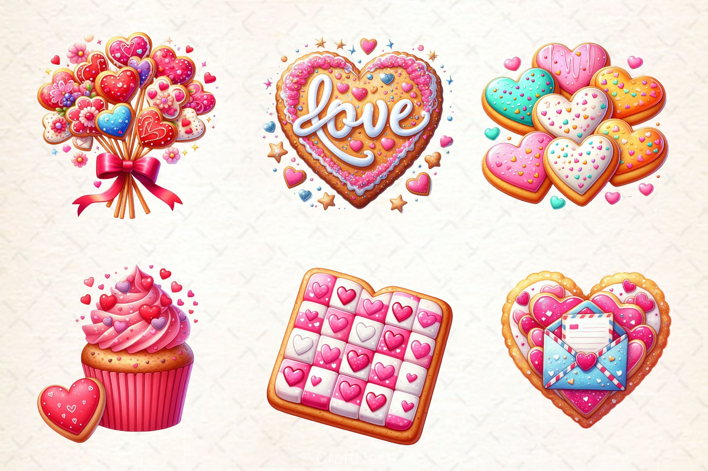 Valentine Cookies Clipart Bundle 2 - CraftNest - Digital Crafting and Art