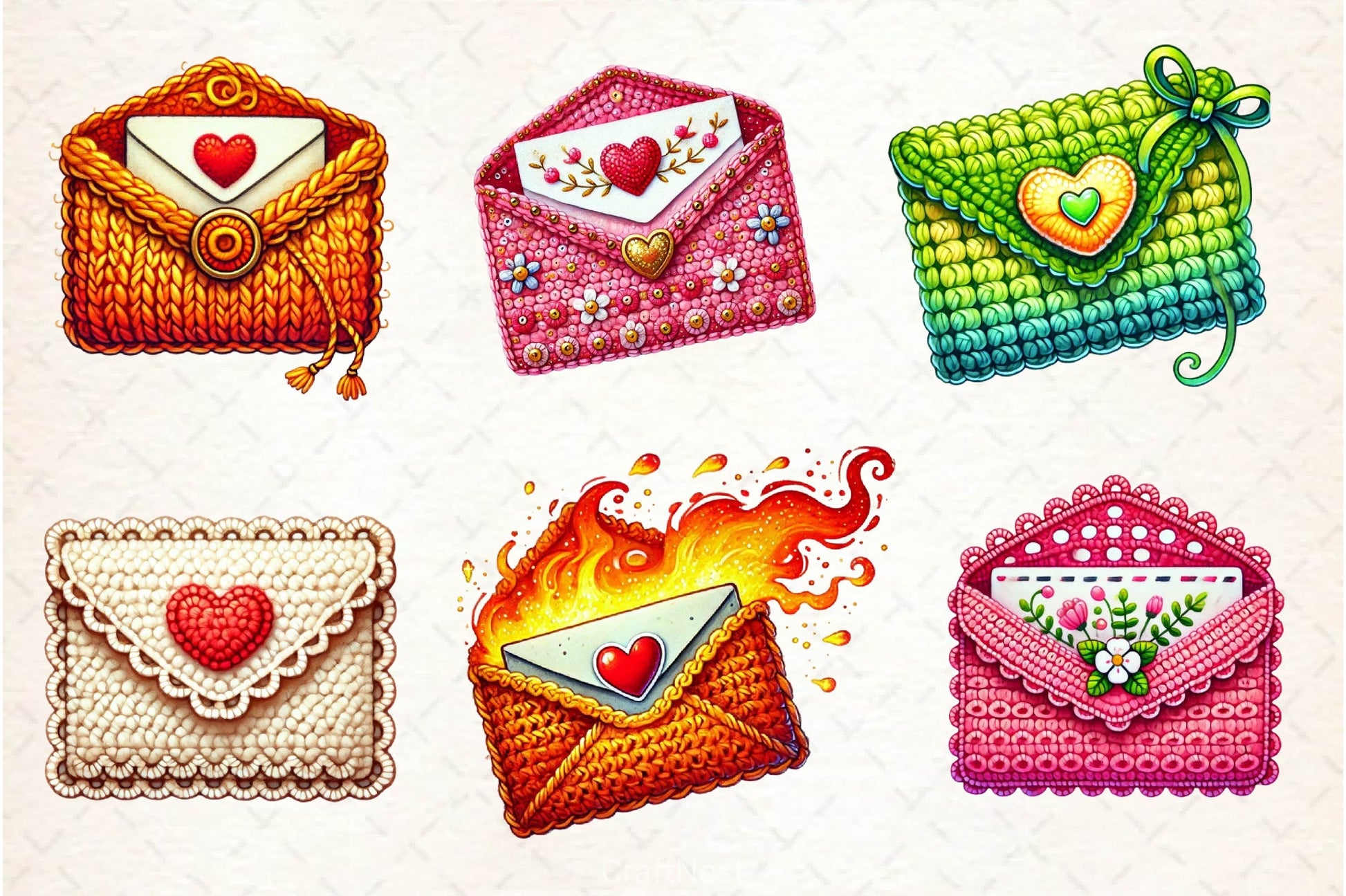 Valentine Crochet Envelopes Clipart Bundle 2 - CraftNest - Digital Crafting and Art