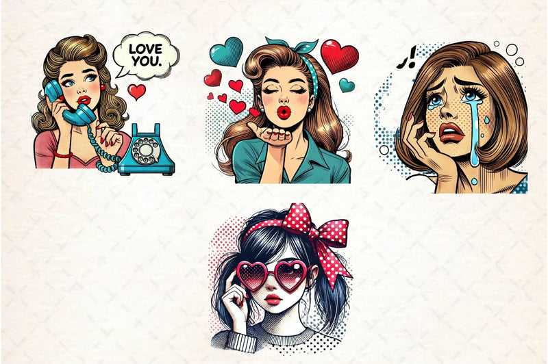 Pop Art Girl Clipart Bundle 2 - CraftNest - Digital Crafting and Art