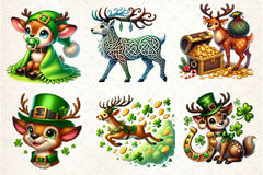 St Patricks Day Cute Reindeer Clipart Bundle 2 - CraftNest - Digital Crafting and Art
