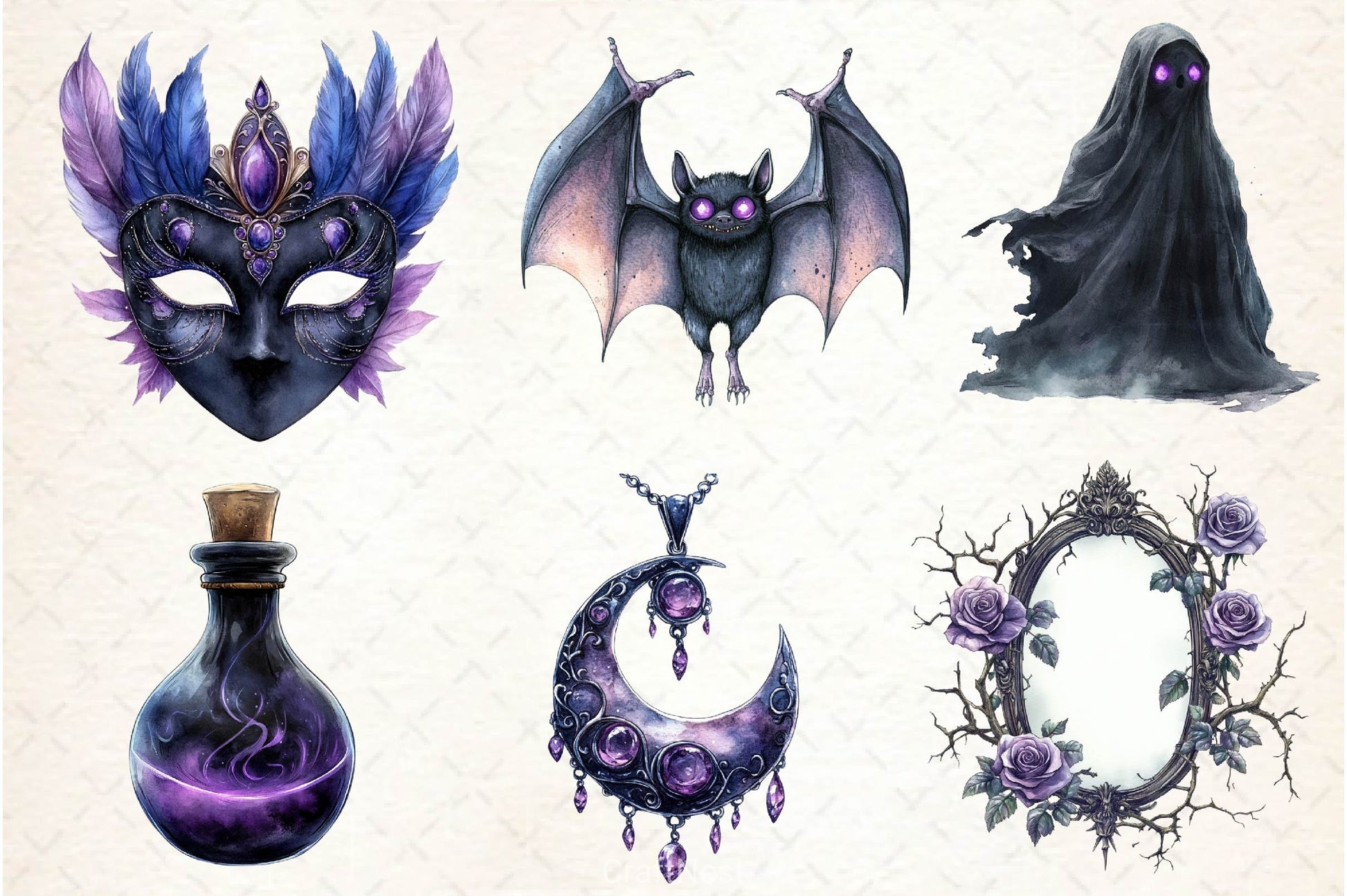 Black Purple Gothic Halloween Clipart Bundle - CraftNest - Digital Crafting and Art
