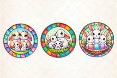 Easter Stained Glass Family Bunny Clipart Bundle - CraftNest - Digital Crafting and Art