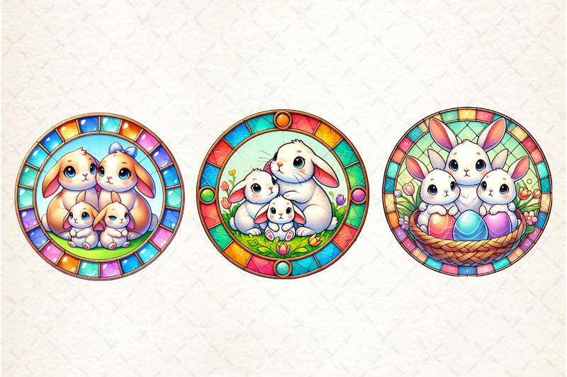 Easter Stained Glass Family Bunny Clipart Bundle - CraftNest - Digital Crafting and Art