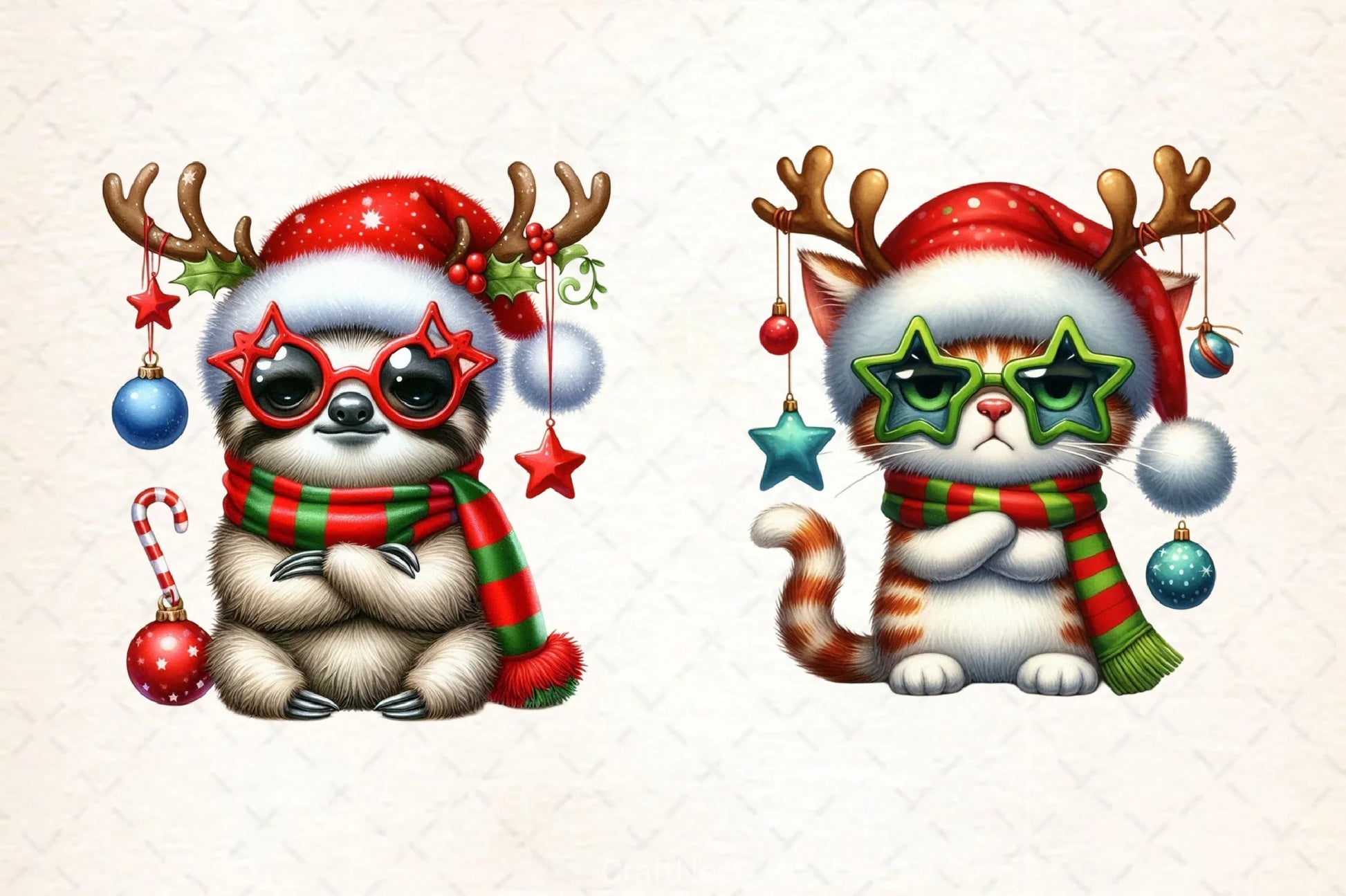 Grumpy Animals Christmas Clipart Bundle - CraftNest - Digital Crafting and Art