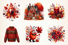 Dark Red Autumn Clipart Bundle - CraftNest - Digital Crafting and Art