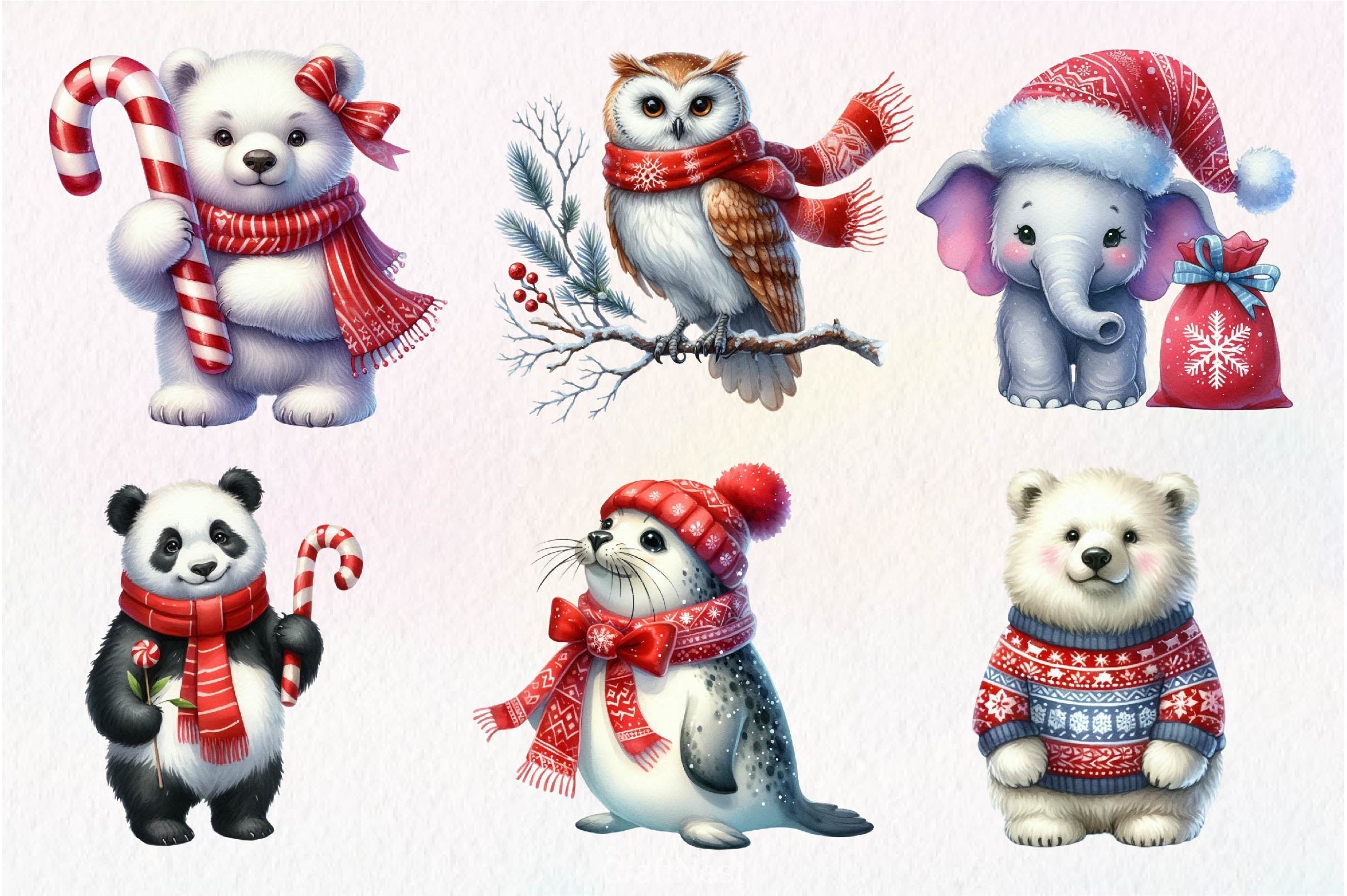 Christmas Cute Animals Clipart Bundle 1 - CraftNest - Digital Crafting and Art