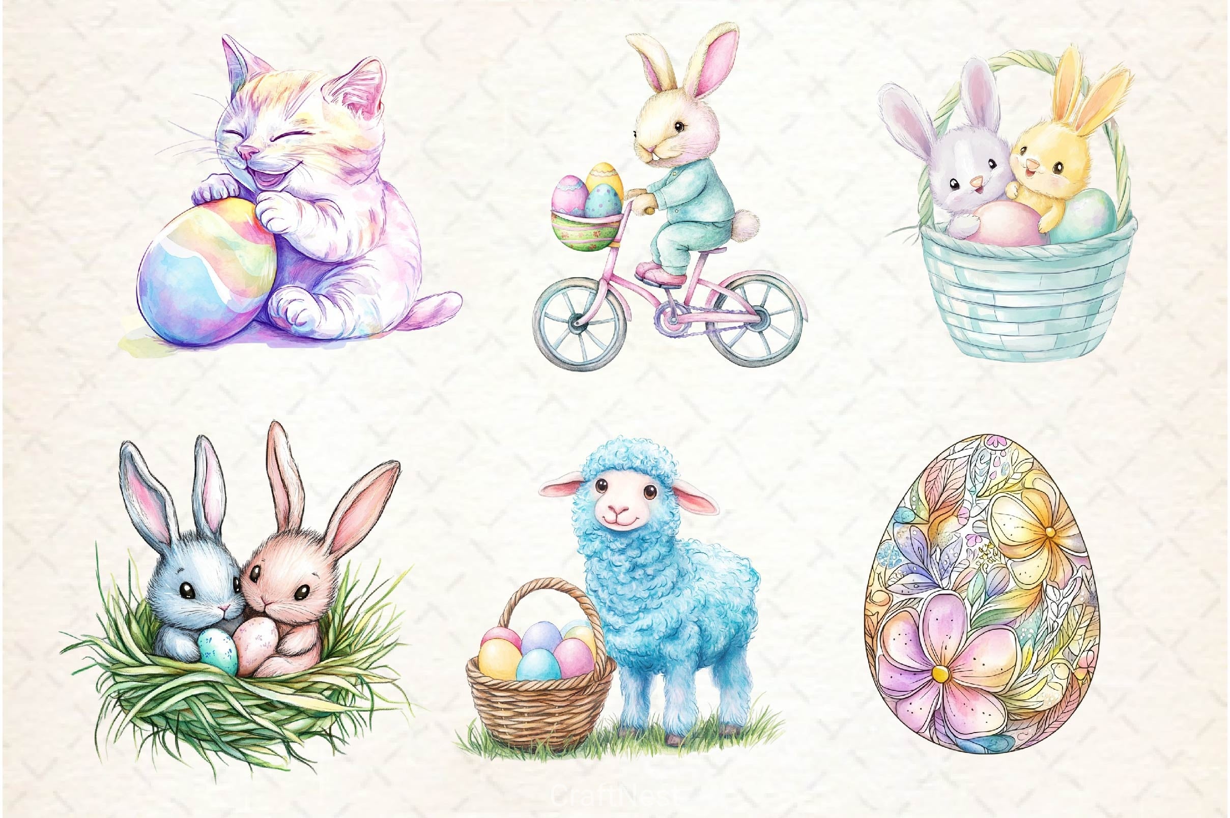 Cute Pastel Easter Clipart Bundle 2 - CraftNest - Digital Crafting and Art