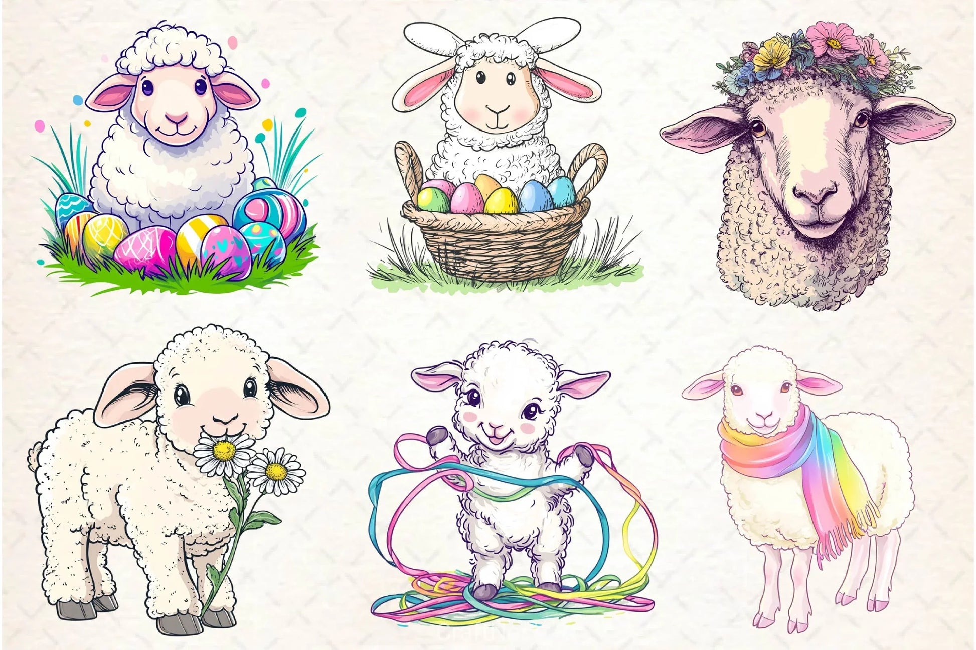 Sheep Easter Clipart Bundle - CraftNest - Digital Crafting and Art