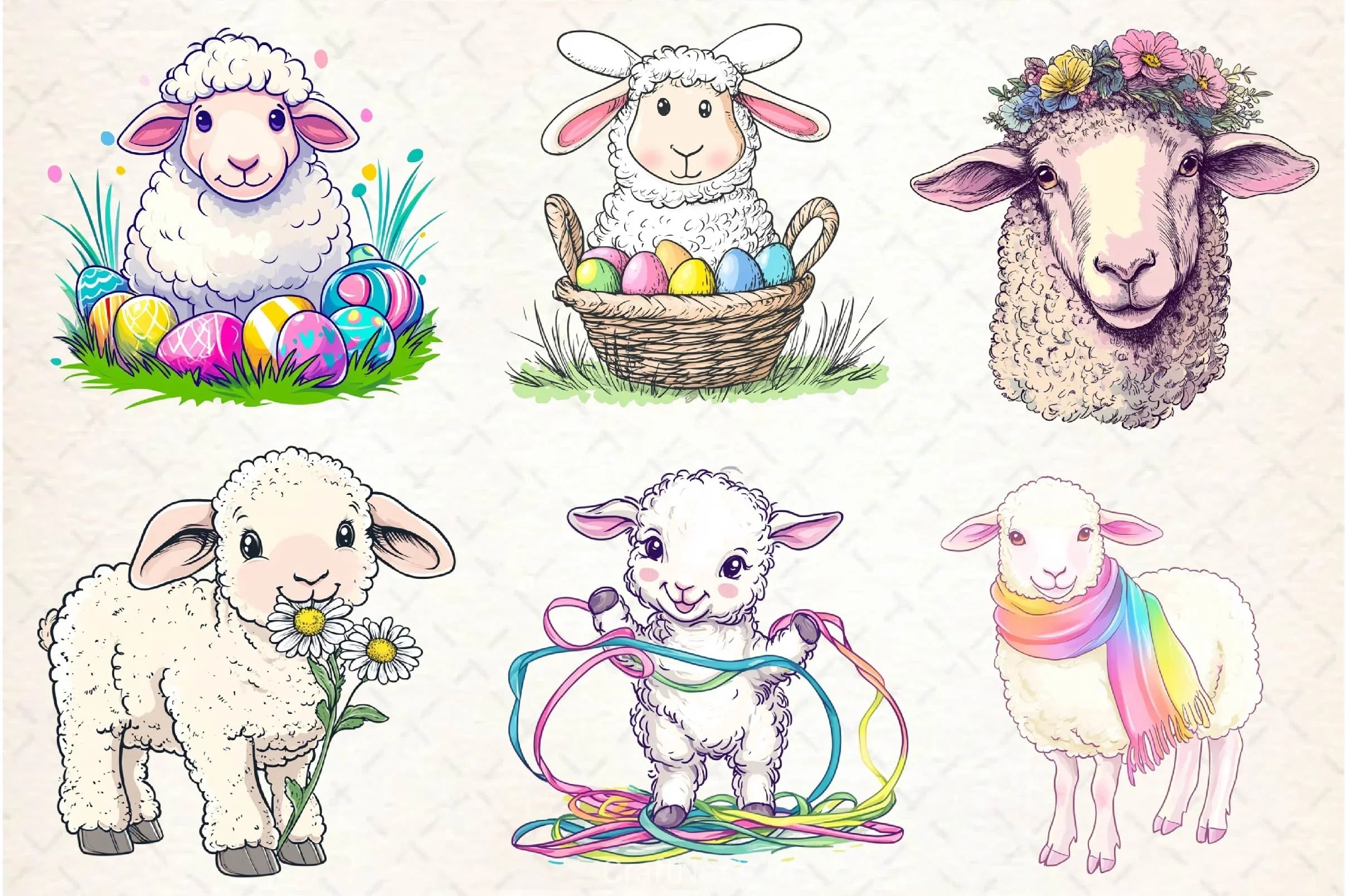 Sheep Easter Clipart Bundle - CraftNest - Digital Crafting and Art