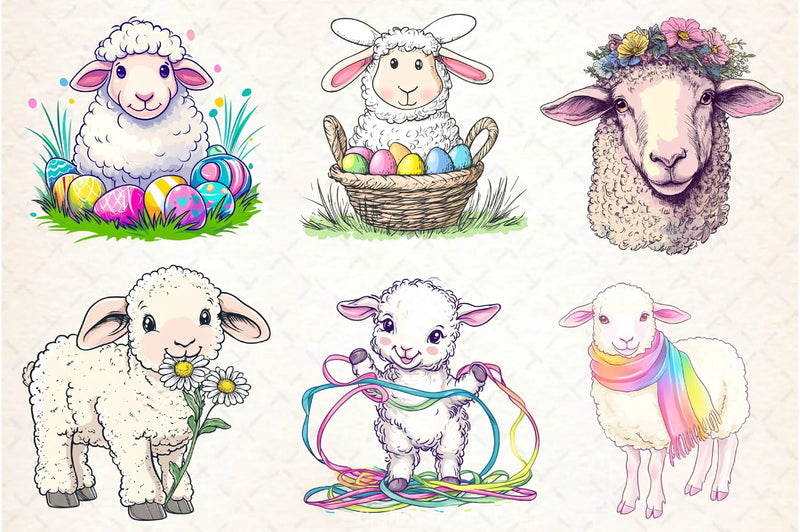 Sheep Easter Clipart Bundle - CraftNest - Digital Crafting and Art