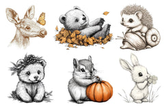 Woodland Cute Baby Animals Clipart Bundle - CraftNest - Digital Crafting and Art