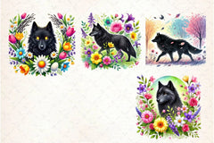 Spring Black Wolf Clipart Bundle 2 - CraftNest - Digital Crafting and Art