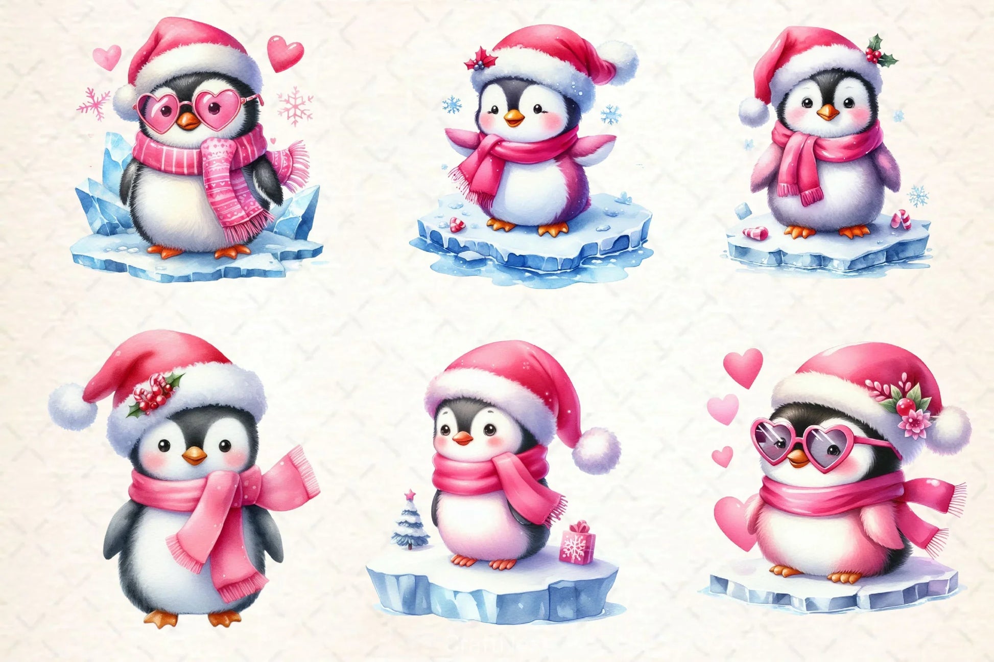 Pink Penguin Christmas Clipart Bundle - CraftNest - Digital Crafting and Art