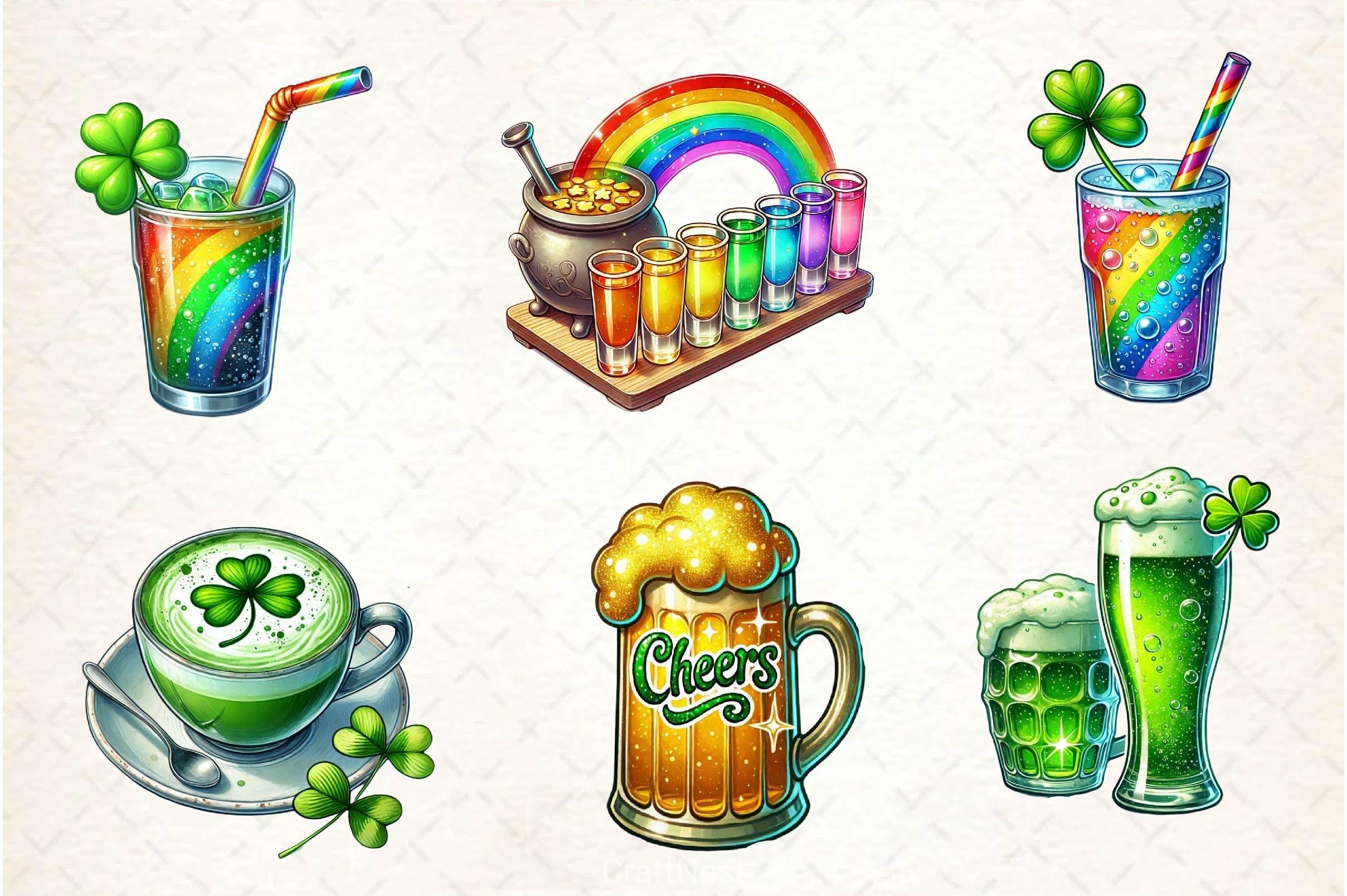 St Patricks Day Drinks Clipart Bundle 4 - CraftNest - Digital Crafting and Art