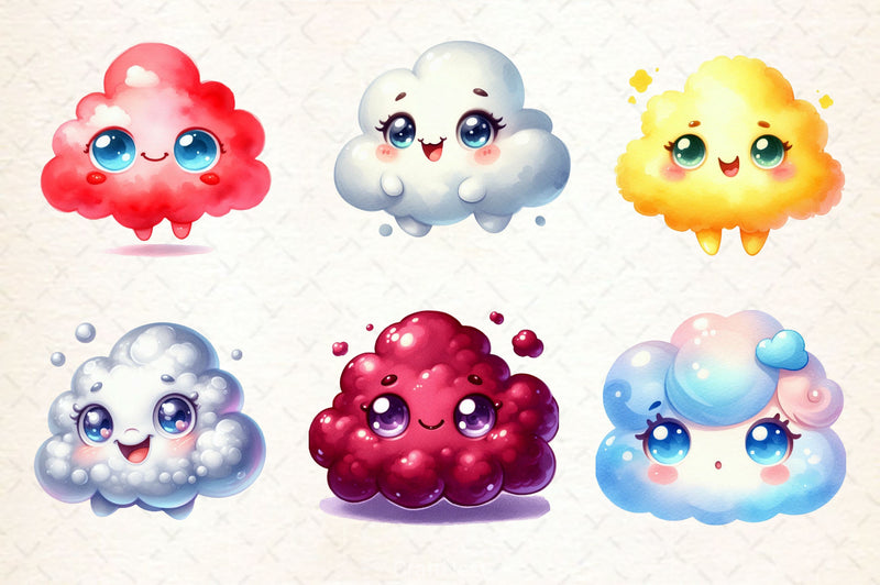 Pastel Cute Clouds Clipart Bundle - CraftNest - Digital Crafting and Art