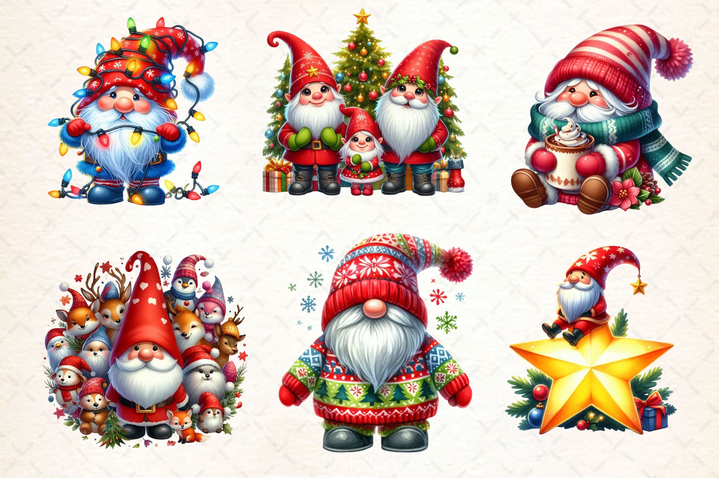 Christmas Gnome Clipart Bundle 8 - CraftNest - Digital Crafting and Art