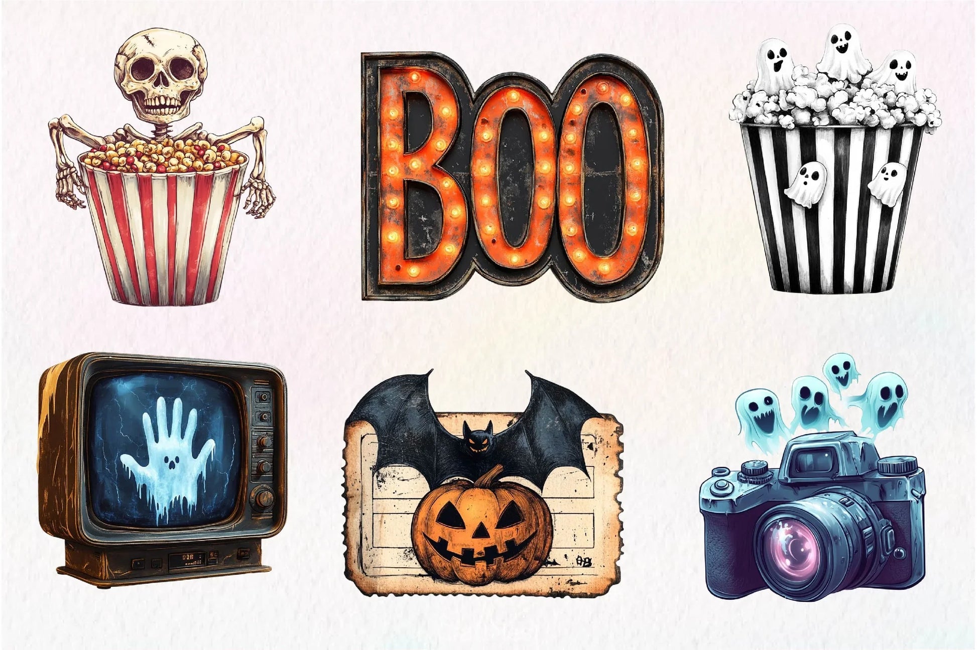 Vintage Halloween Cinema Clipart Bundle - CraftNest - Digital Crafting and Art
