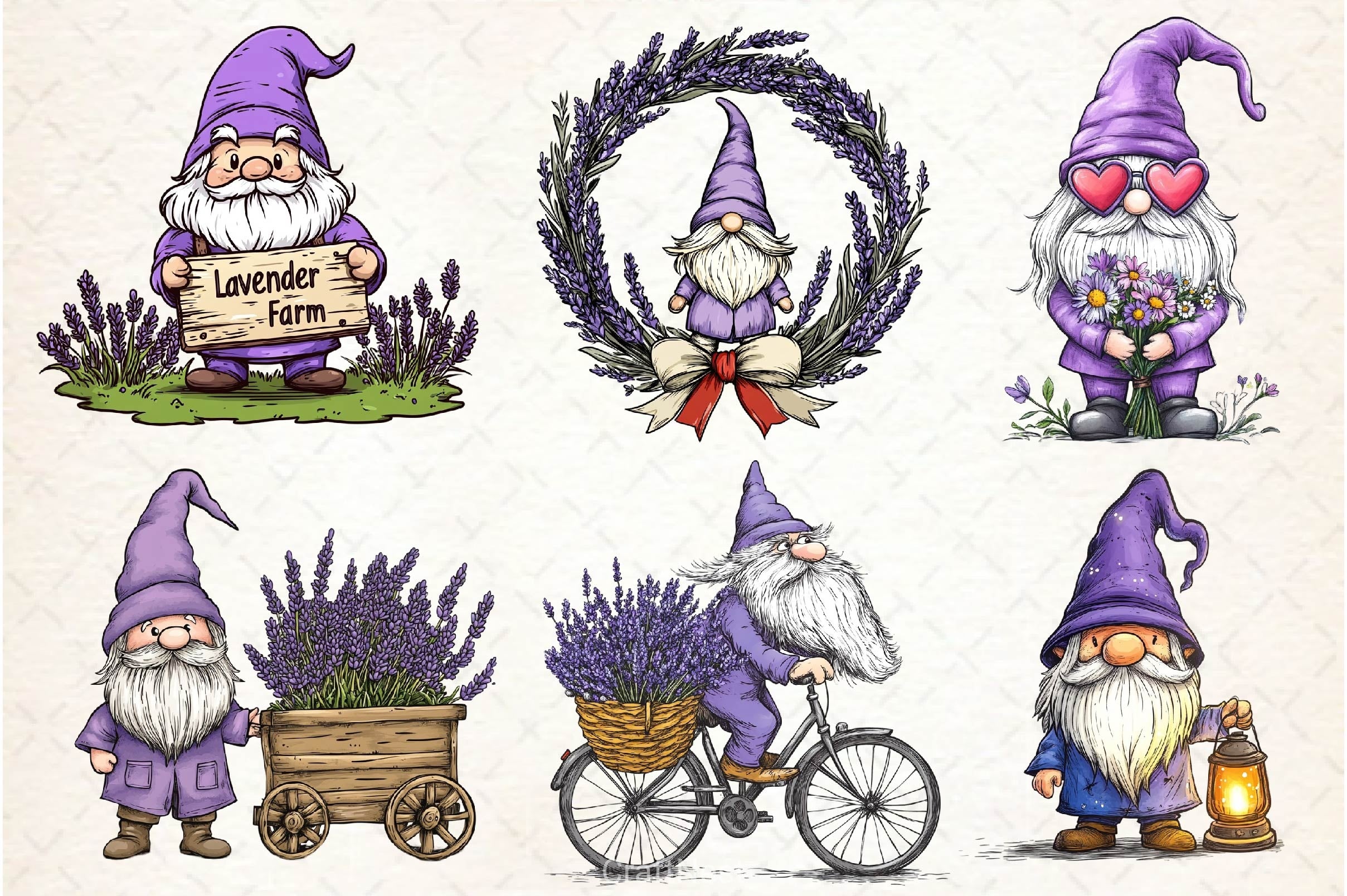 Lavender Purple Gnome Clipart Bundle 2 - CraftNest - Digital Crafting and Art