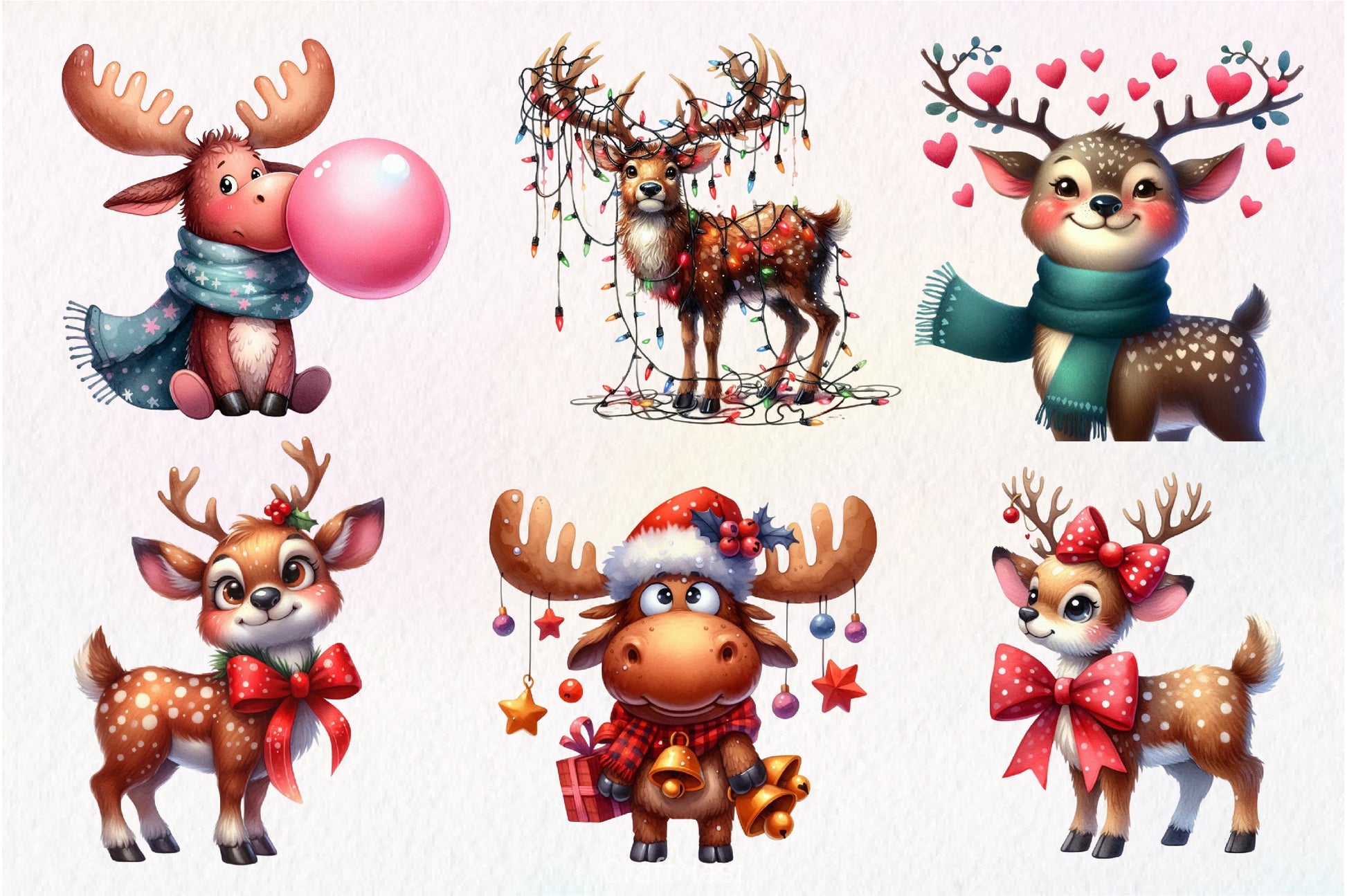 Quirky Reindeer Funny Moose Clipart Bundle - CraftNest - Digital Crafting and Art