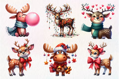 Quirky Reindeer Funny Moose Clipart Bundle - CraftNest - Digital Crafting and Art