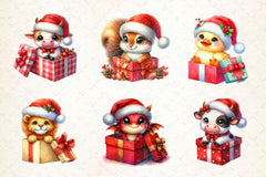Christmas Animals Gift Box Clipart Bundle - CraftNest - Digital Crafting and Art