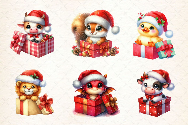 Christmas Animals Gift Box Clipart Bundle - CraftNest - Digital Crafting and Art