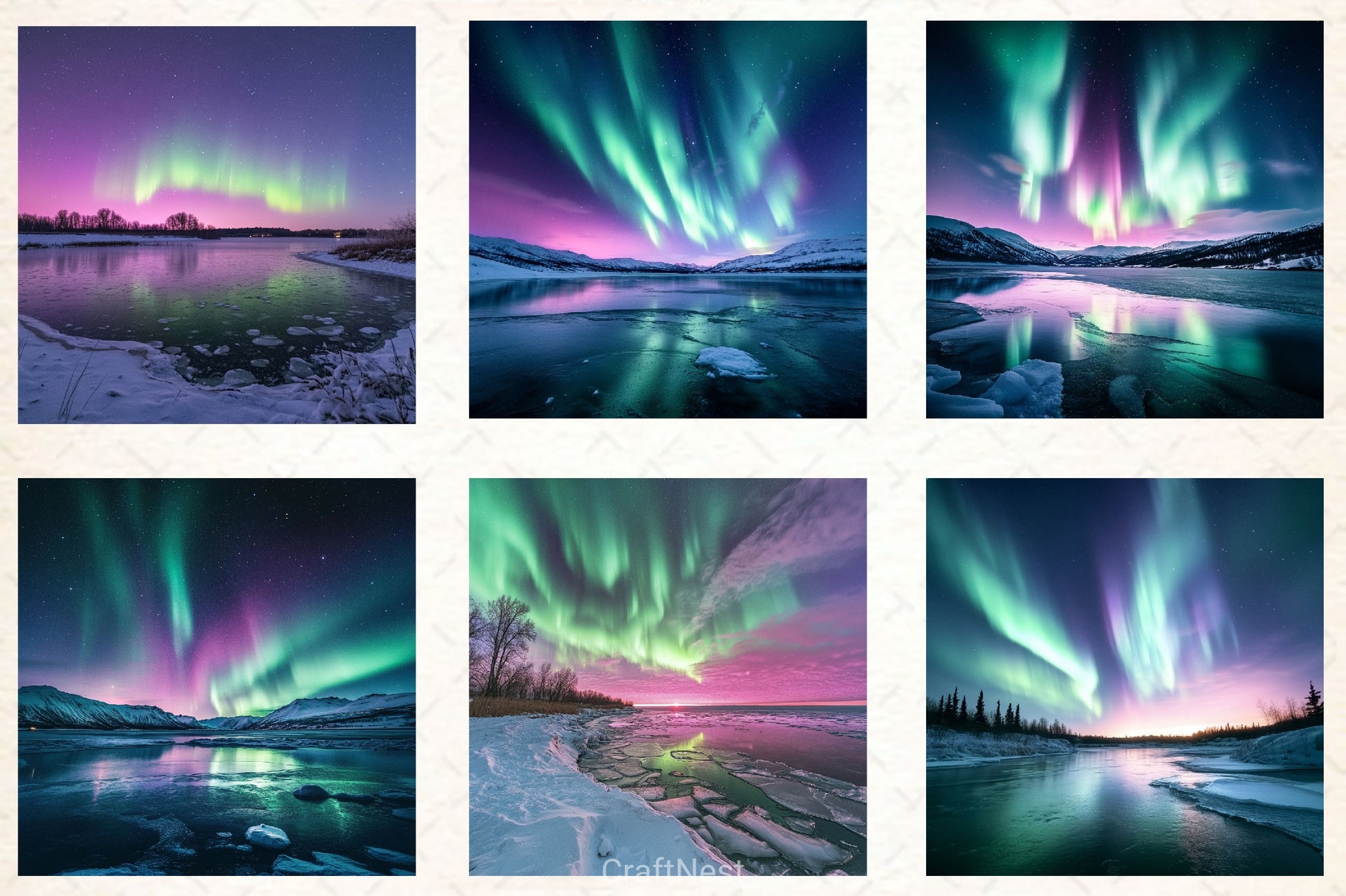 Northern Lights Digital Papers - CraftNest - Digital Crafting and Art