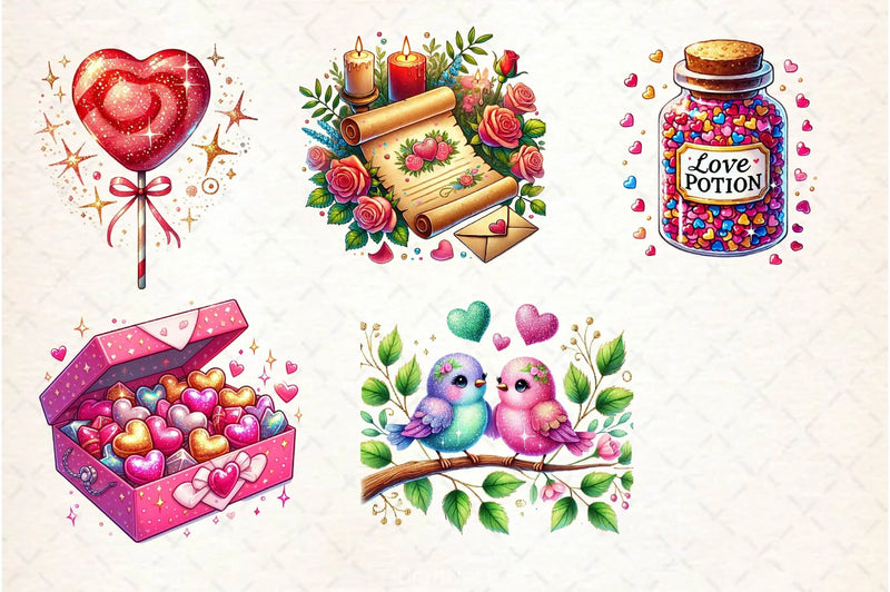 Glittery Valentine Clipart Bundle 3 - CraftNest - Digital Crafting and Art