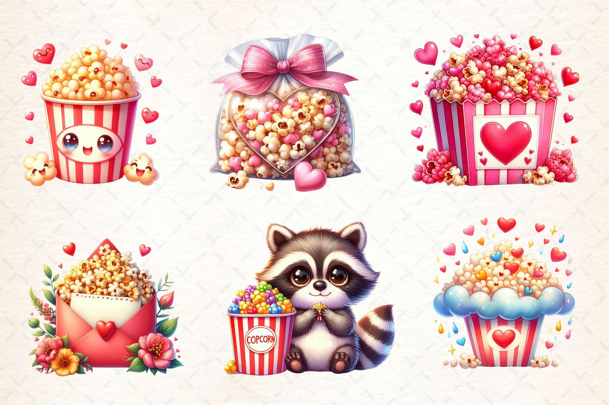 Valentine Popcorn Clipart Bundle 2 - CraftNest - Digital Crafting and Art