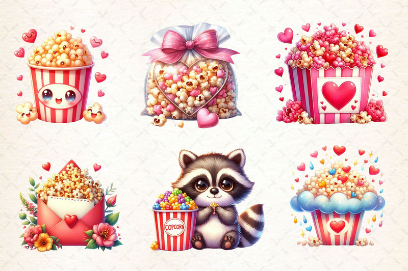 Valentine Popcorn Clipart Bundle 2 - CraftNest - Digital Crafting and Art