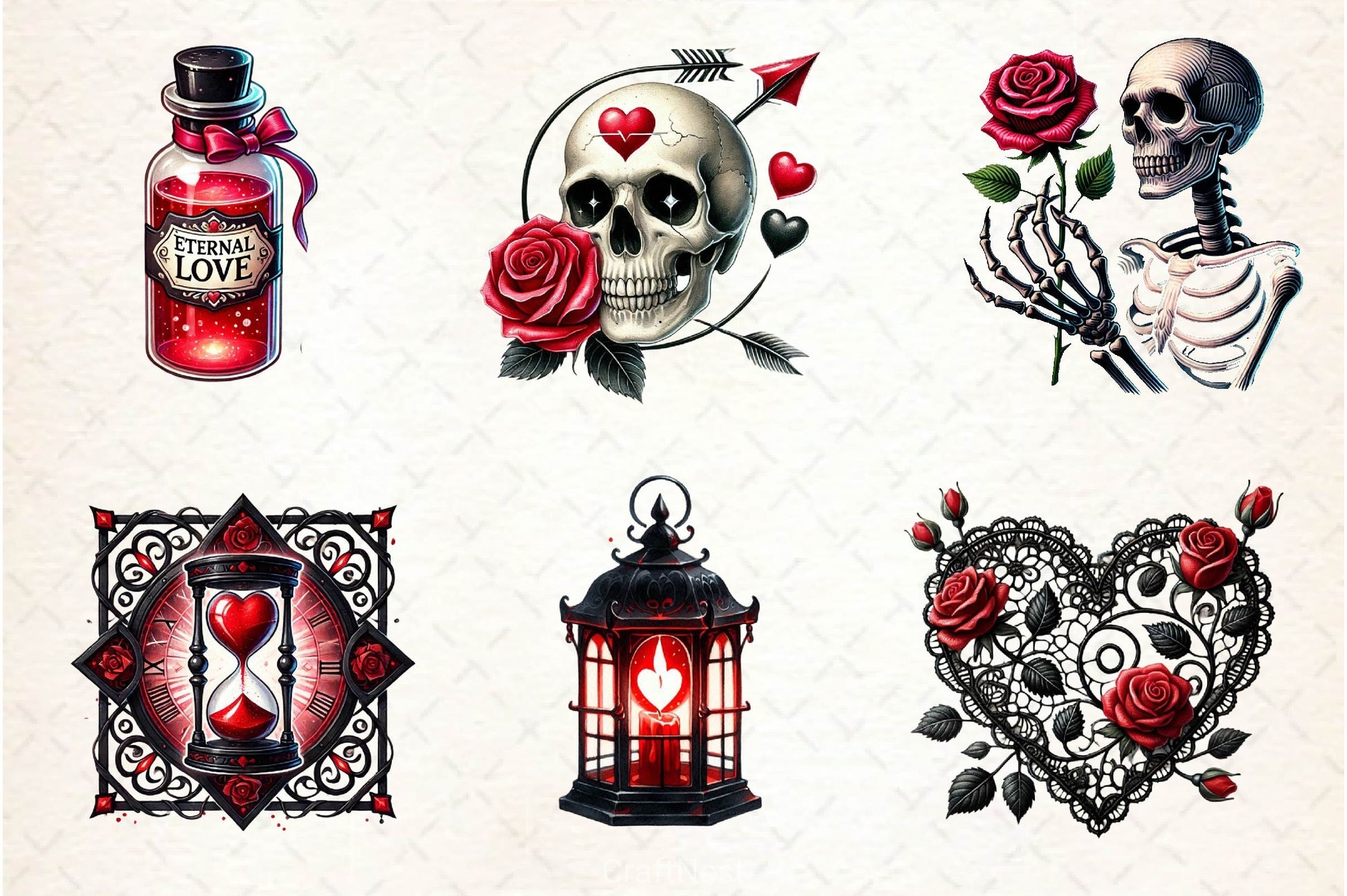 Gothic Valentine Clipart Bundle 4 - CraftNest - Digital Crafting and Art