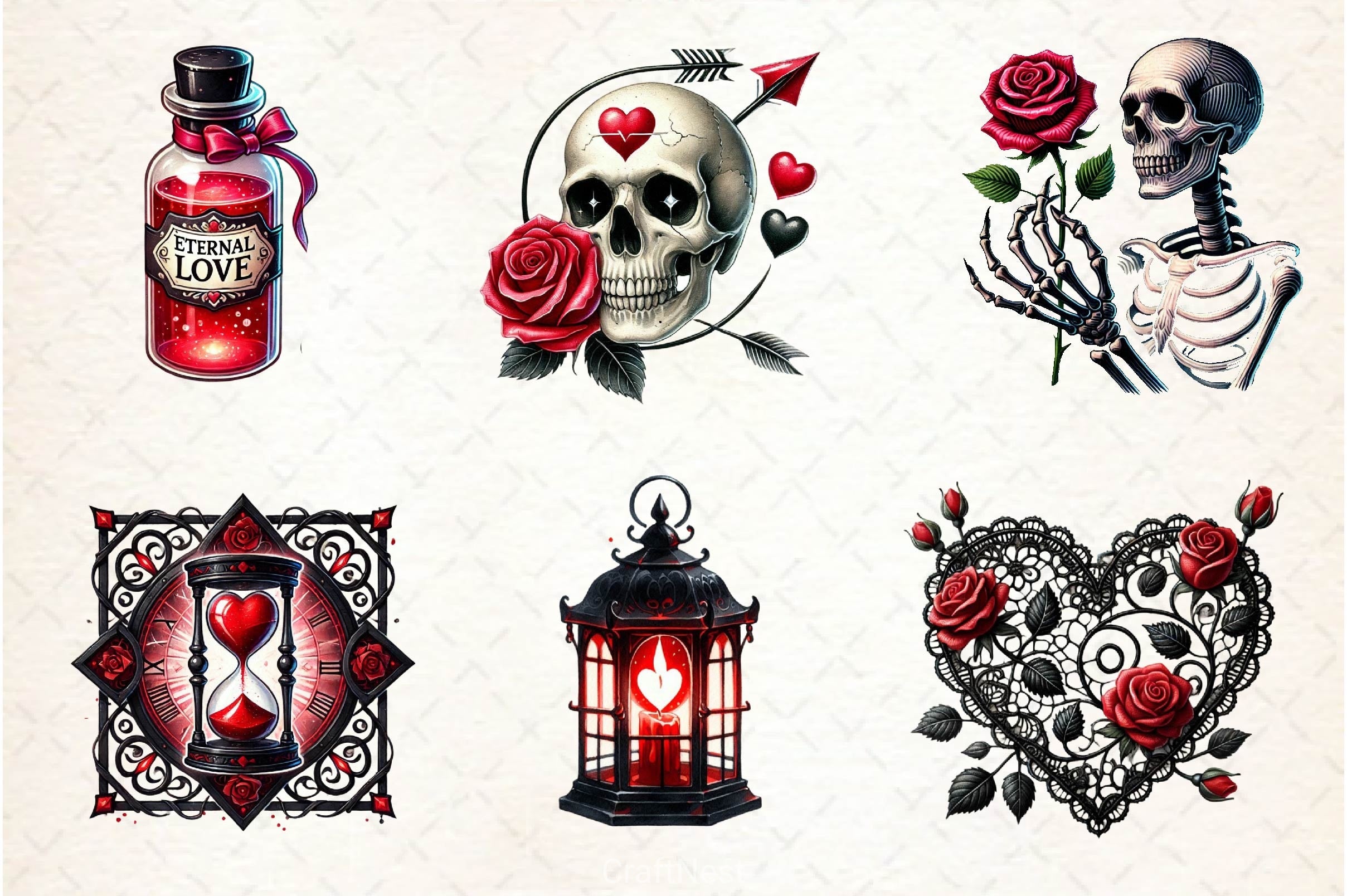 Gothic Valentine Clipart Bundle 4 - CraftNest - Digital Crafting and Art