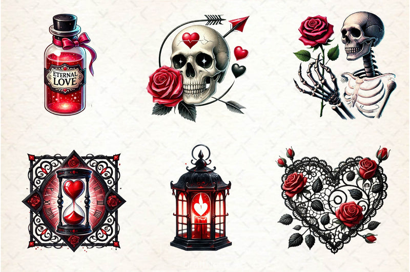 Gothic Valentine Clipart Bundle 4 - CraftNest - Digital Crafting and Art