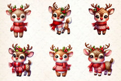 Cute Reindeer Christmas Clipart Bundle 2 - CraftNest - Digital Crafting and Art
