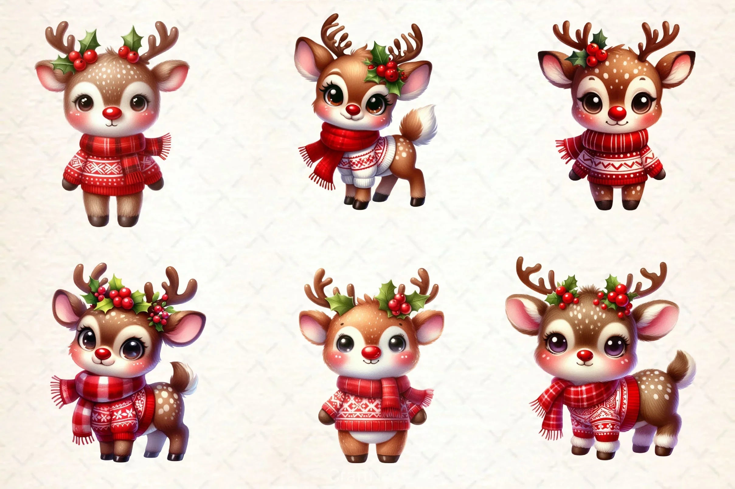 Cute Reindeer Christmas Clipart Bundle 2 - CraftNest - Digital Crafting and Art