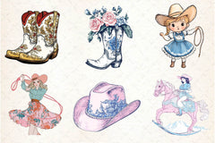 Cute Chinoiserie Cowgirl Clipart Bundle 2 - CraftNest - Digital Crafting and Art