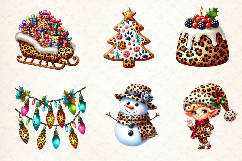 Leopard Print Christmas Clipart Bundle 2 - CraftNest - Digital Crafting and Art