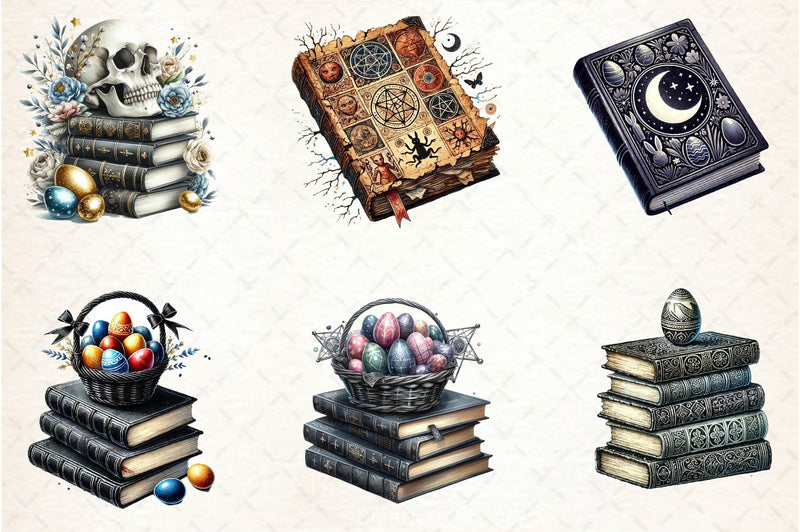 Gothic Easter Day Books Clipart Bundle 2 - CraftNest - Digital Crafting and Art