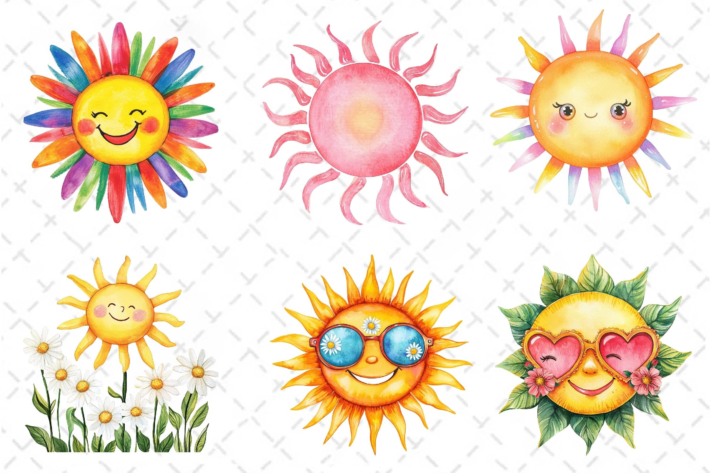 Groovy Cute Summer Sun Clipart Bundle - CraftNest - Digital Crafting and Art