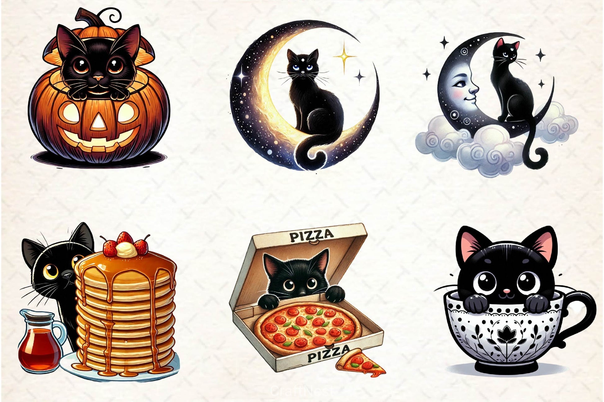 Cute Black Cat Peeking Clipart Bundle 4 - CraftNest - Digital Crafting and Art